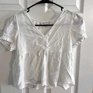White XS Hippie Rose Crop Top Blouse